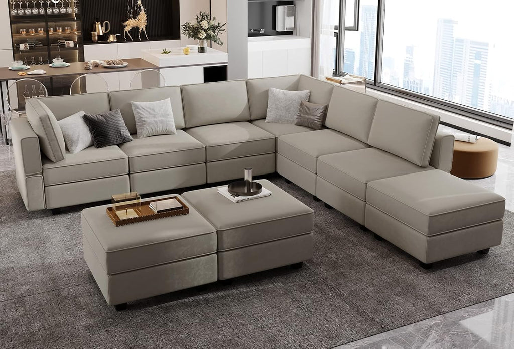 Modular Sectional Sofa with Ottoman Velvet L Shaped Corner Sofa Set Convertible Sectional Sofa with Chaise Velvet