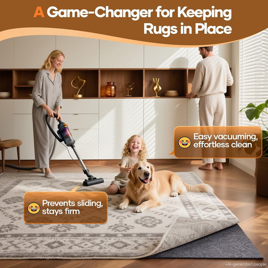 Non Slip Cushioned Rug Pad Gripper, Felt and Silicone Backing, 6 x 9 Ft, 1/4 inch Thick Carpet Liner Protector Mat - Set of 99