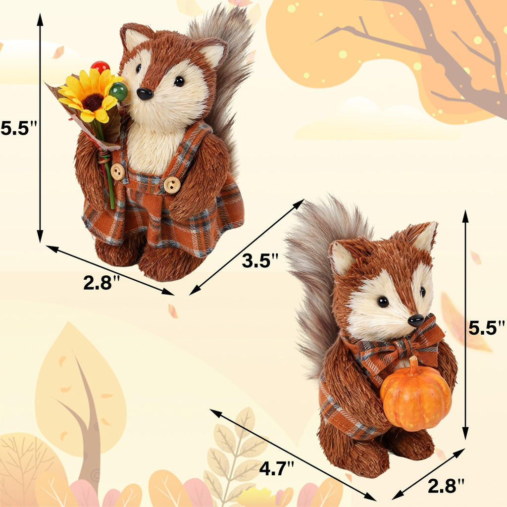 2 Pack Fox Fall Decorations, Thanksgiving Table Decor