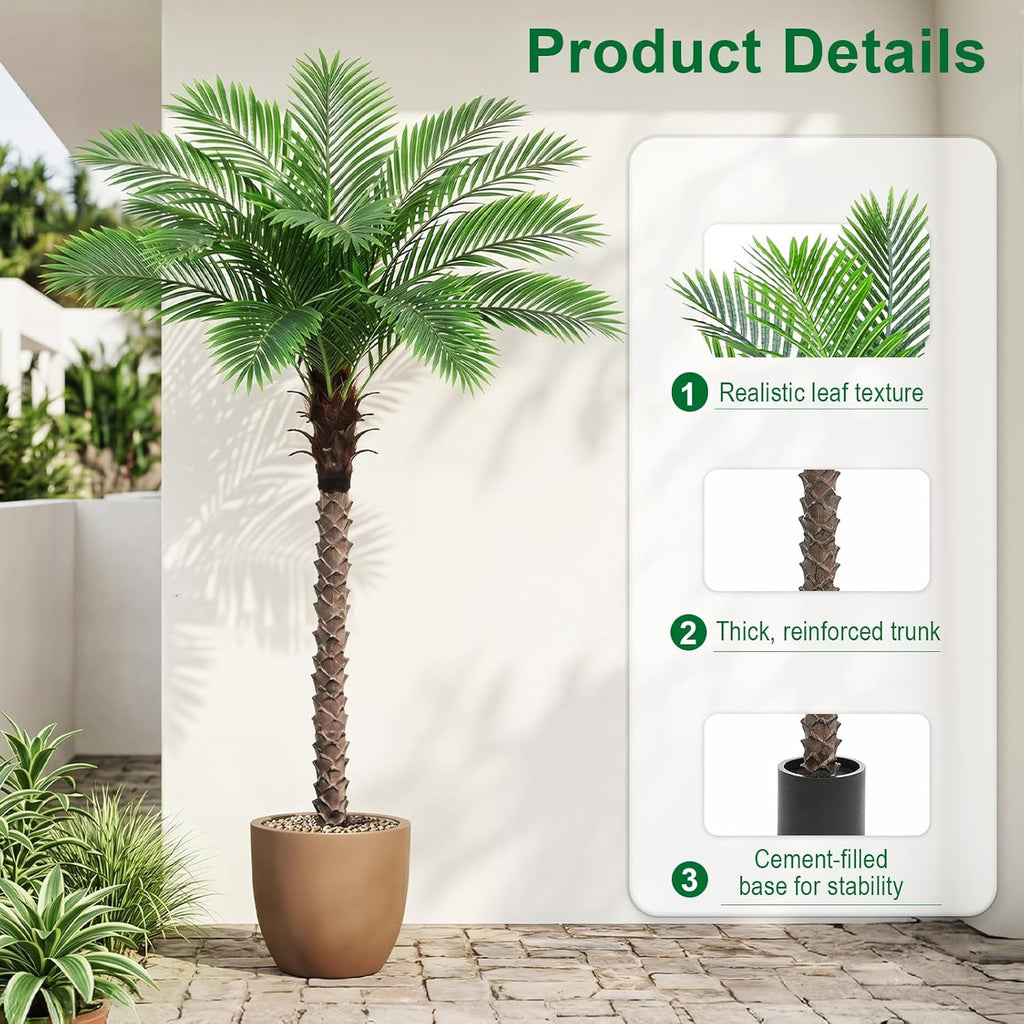 6FT Artificial Phoenix Palm Tree for Outdoors, Tall Fake Palm Tree