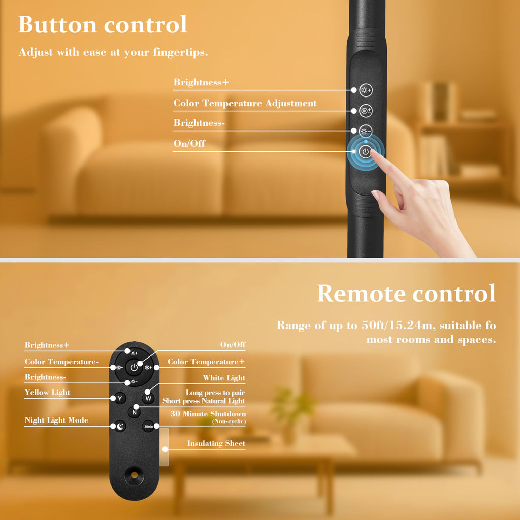 Indoor Floor Lamp for Eye Protection, and Brightness Adjustable, Remote Control and Touch Control