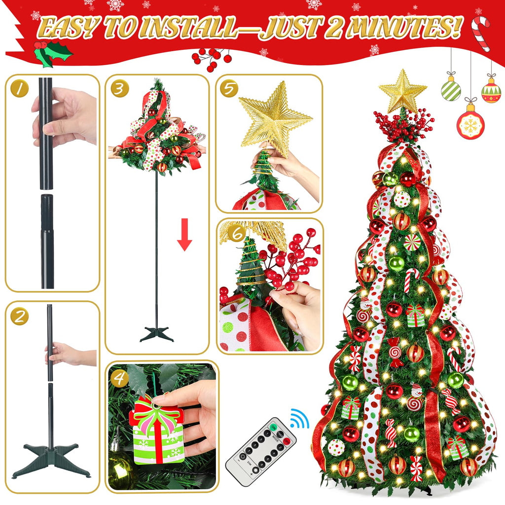 6FT Pre-Lit Pop Up with Lights for Holiday Decor