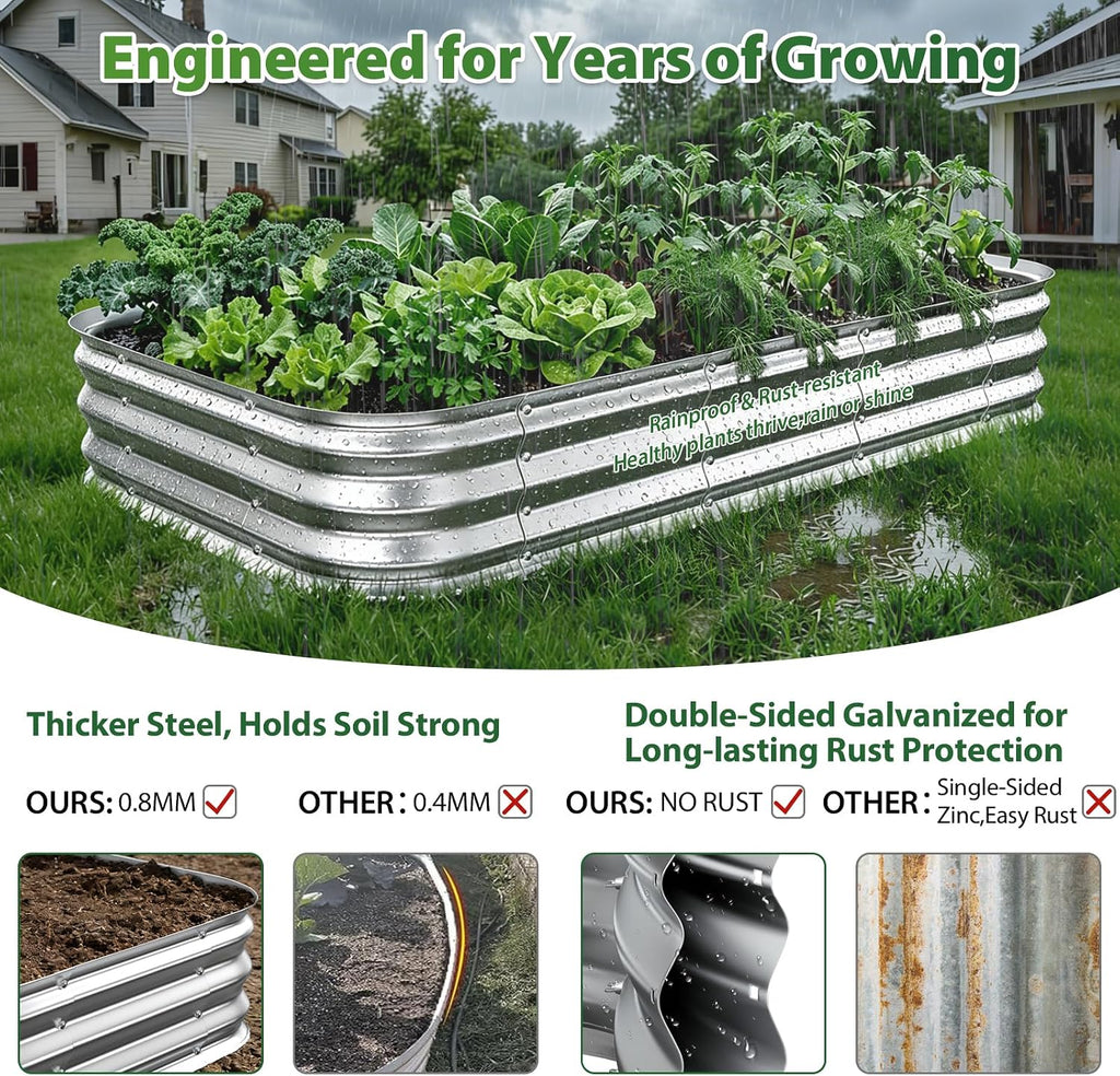 Square Galvanized Raised Garden Bed 4x4 ft - Heavy Duty Metal Planter Box for Vegetables & Flowers,Herb- 12" Deep