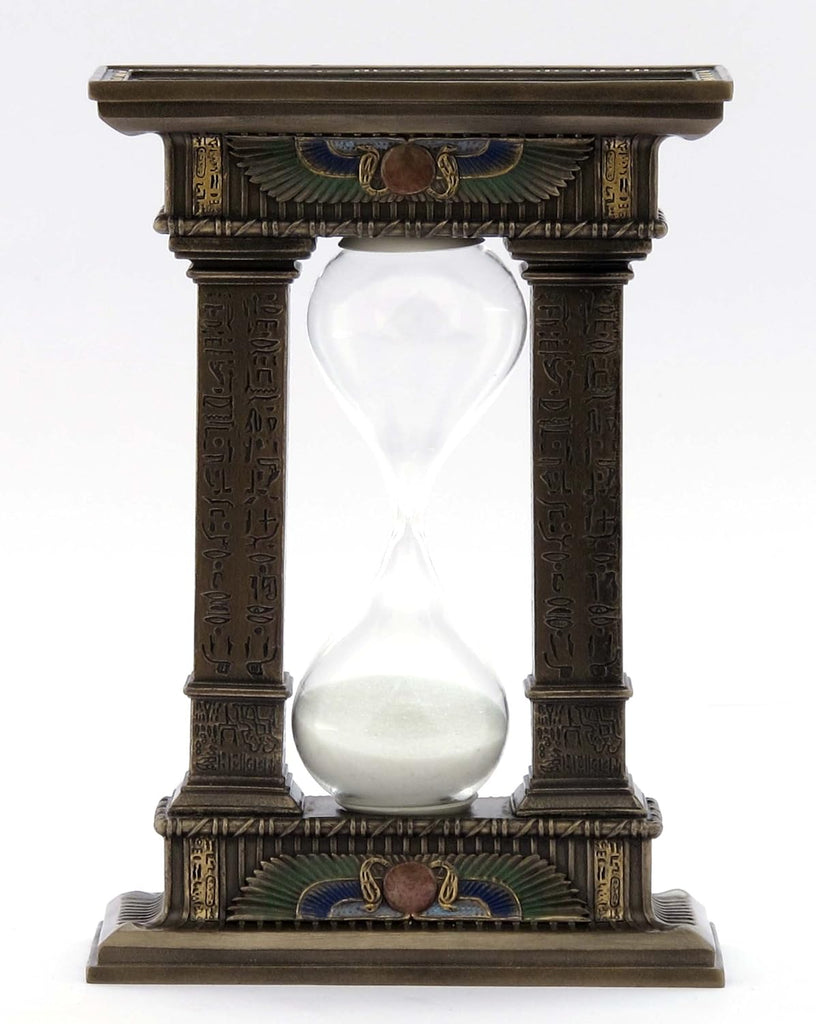 7 1/8 Egyptian Winged Sun Columns Hourglass Resin Sand Timer 5 Minutes