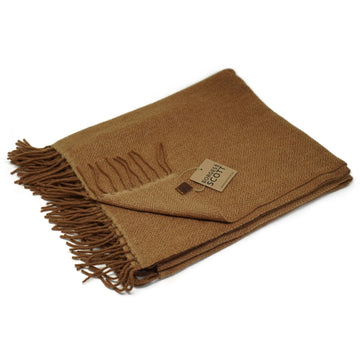 Signature - 100% Cashmere Blanket Throw - Caramel Herringbone