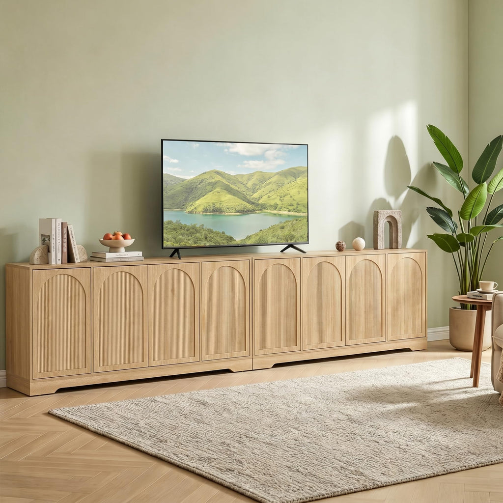 62.2 Inch TV Stand for TVs up to 70 Inches with 4 Fluted Arched Door