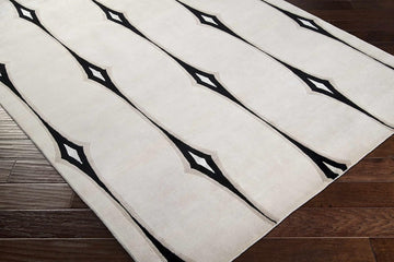 Smartt Wool Area Rug - Striped Diamond Geometric Abstract Trellis - Contemporary Modern Minimalist Transitional