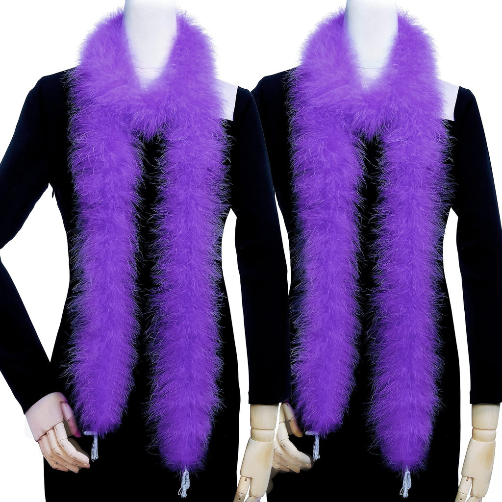 Purple Marabou Feather Boas for Wedding Party, 2Pcs 22g 2 Yards