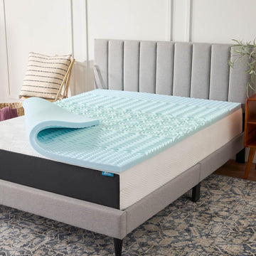 2 Inch Gel Memory Foam Mattress Topper, Queen size - 5 Zones - Cooling Gel Infusion - CertiPur Certified Foam