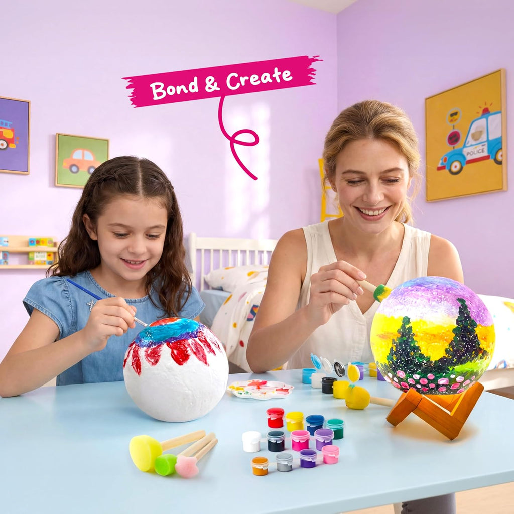 DIY 3D Moon Night Light, Paint Your Own Moon Lamp Kit Galaxy Lamp Arts and Crafts Kit, School Activities, Birthday