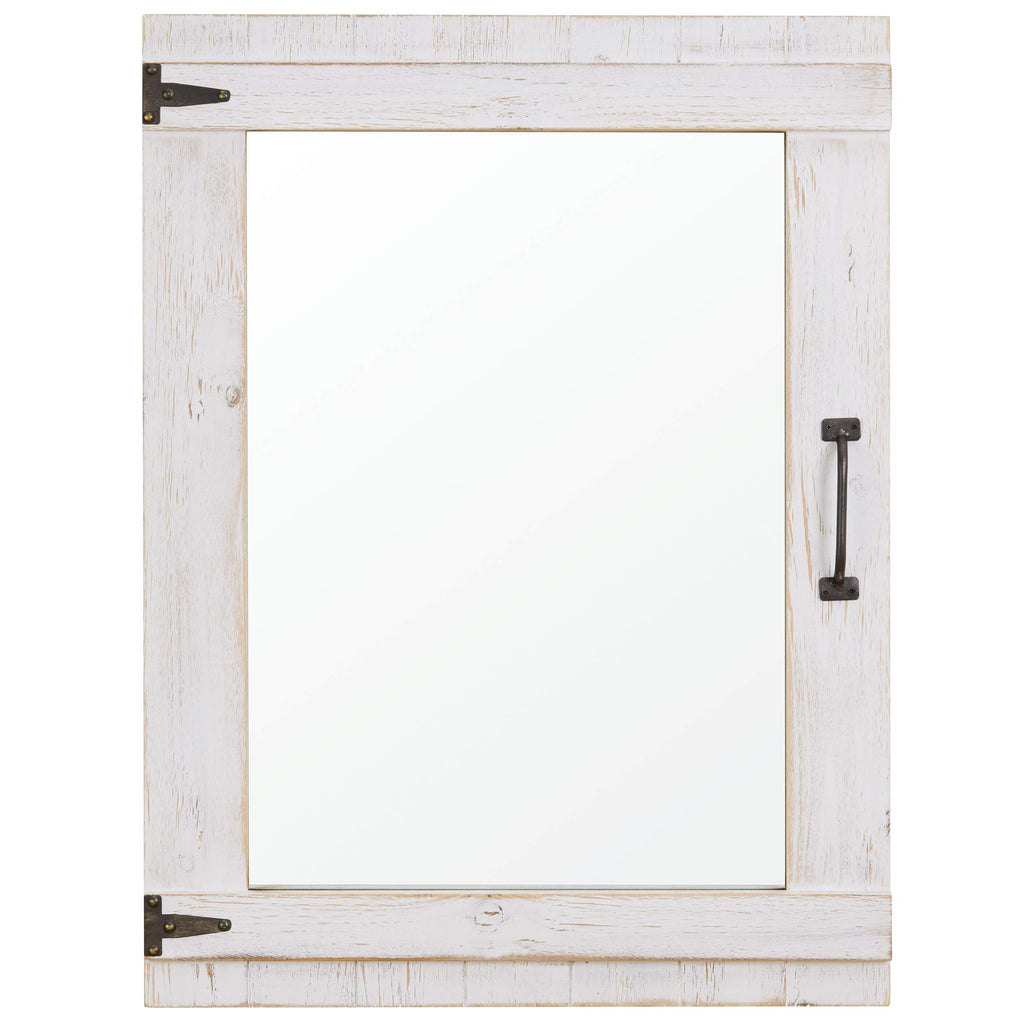 Cottage Door Wall Mirror, 32"H x 24"W, Rustic White