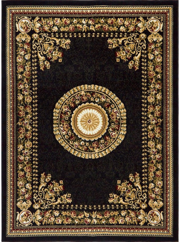 Dynamix Optimum Athens Area Rug, Updated Oriental Medallion, Black/Beige