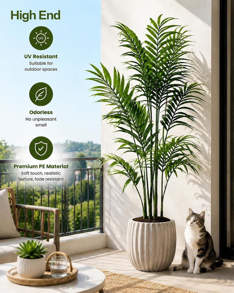 6FT Fake Palm Tree, Tall Artificial Floor Plants with Lifelike Leaves