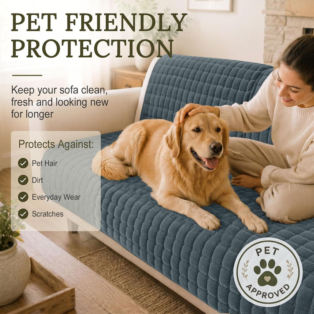 Velvet Couch Cover for Dogs, Non Slip Soft Sofa Protector for Pets