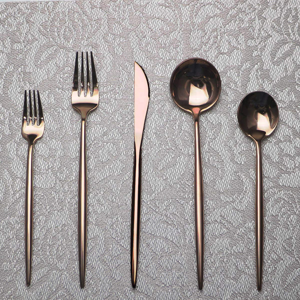 Portable Silverware Set - 20-Piece Flatware Cutlery Set - 18/10 Stainless Steel - Mirror Polishing Rose Gold - Travel
