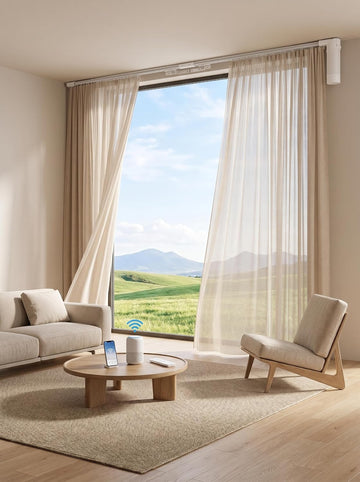 Smart Curtains System, Electric Curtain Track with Automated Rail, Motorized Curtain Rod with Remote Control, Works
