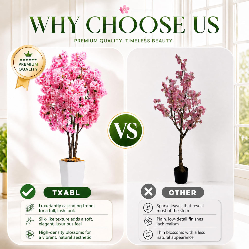 Cherry Blossom Tree 5FT, Faux Cherry Blossom Tree with Planter