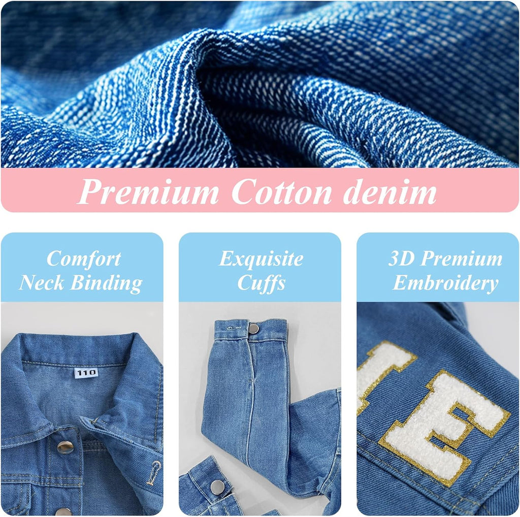 Personalized Kids Denim Jacket with Name, Custom Girl Jean Jacket
