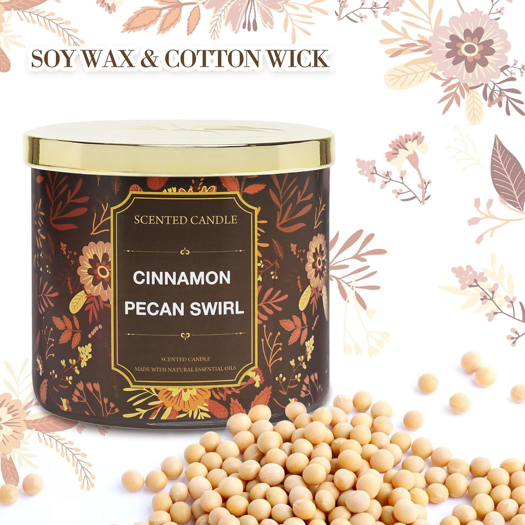 Fall Candles, Cinnamon Pecan Scented Candle,14oz 3 Wicks Soy Wax Candle - Set of 14