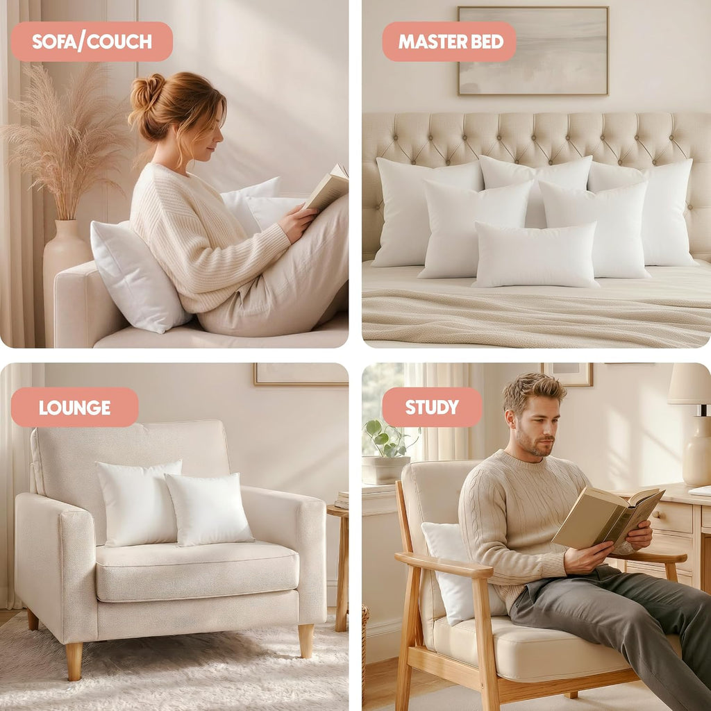 20x20 Pillow Inserts, White Throw Pillows for Couch, 2 Pack - Set of 2