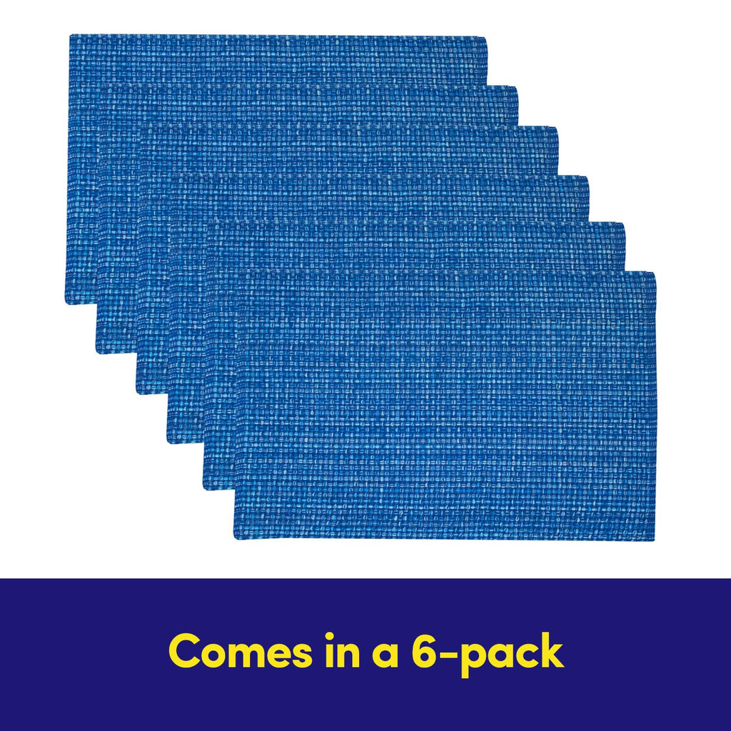 100% Cotton Placemats Rectangle Two Tone Woven Fabric 13" x 19" Soft Durable Table Mat Set, Set of 6, Dark Blue