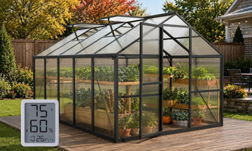 8X10FT Greenhouse with Thermometers, Large Aluminum Greenhouse for Outdoors