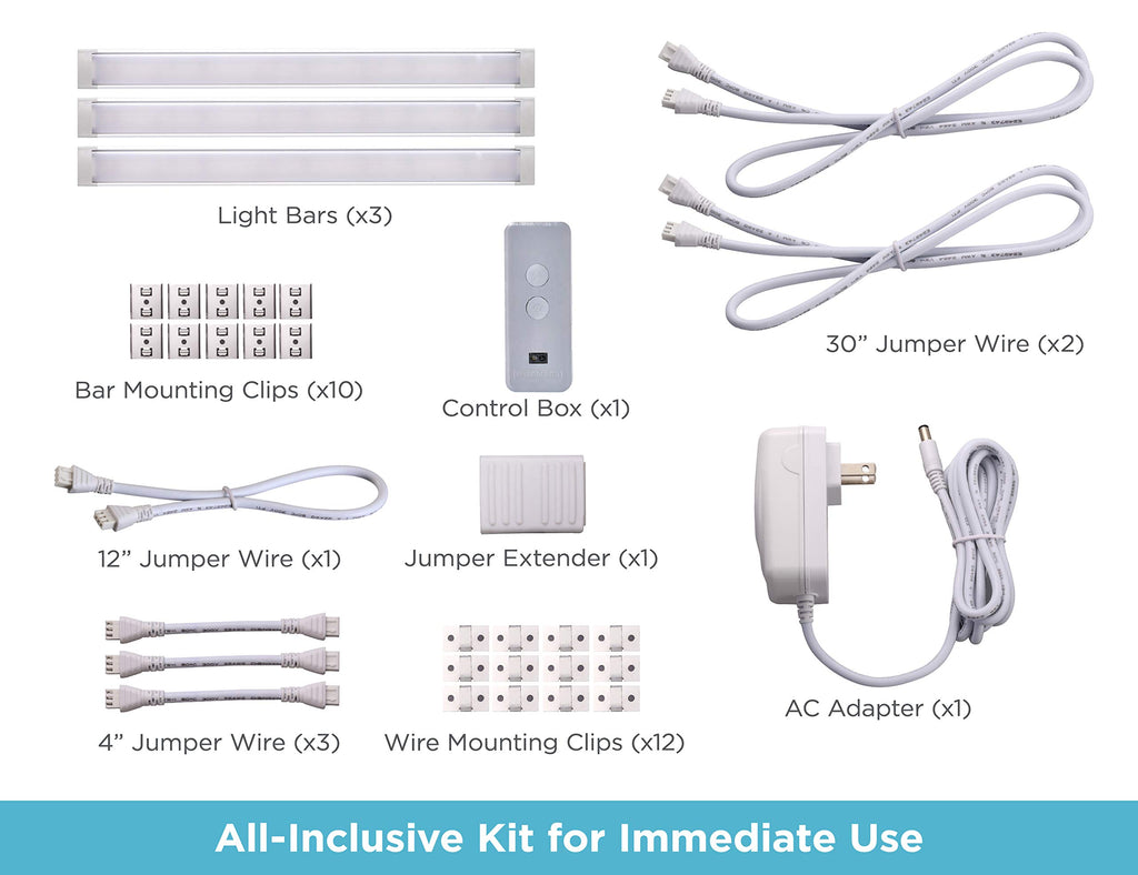 BLACK+DECKER Works with Alexa Smart Under Cabinet Lighting Kit, Adjustable LEDs, (3) 9" Bars White