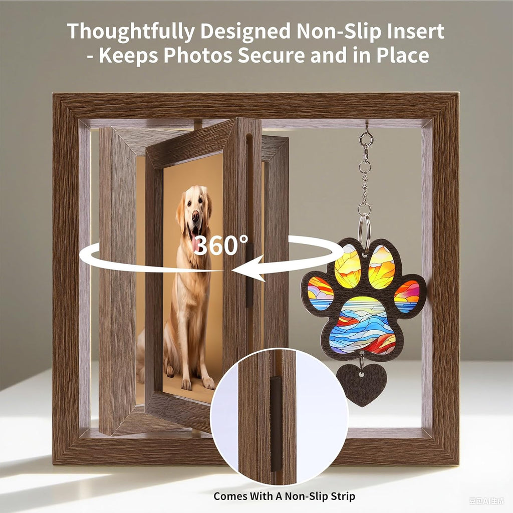Dog Memorial Picture Frame, 4x6 Wooden Frame, Pet Loss Gift, Paw