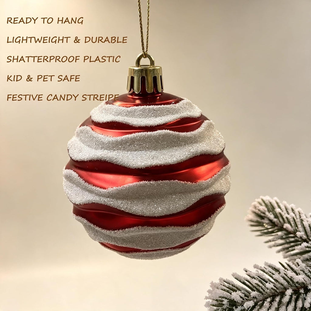 Shatterproof Red Green White Christmas Ornaments Tree Decorations - Set of 30