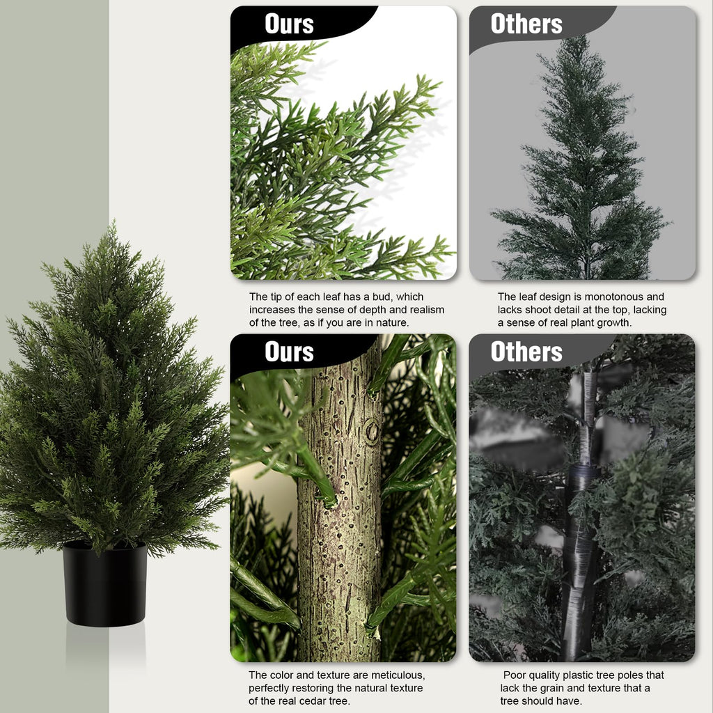 2FT Artificial Cedar Trees Set of 2 for Outdoor Front Porch