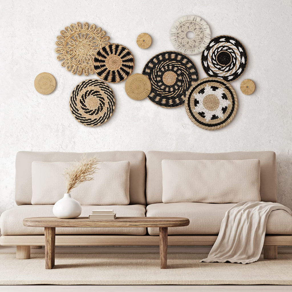 11 Pcs Boho Wall Basket Decor Woven Wall Hanging Art, Boho