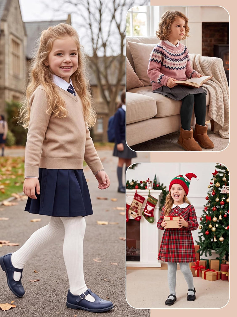 Tights Footed Seamless Leggings Cable Knit Cotton Tights for Kids