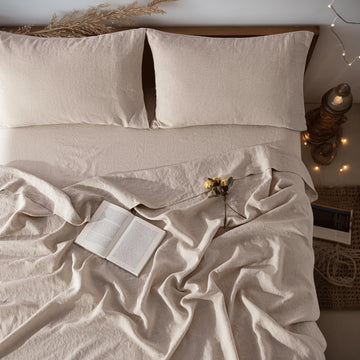 100% French Pure Linen Sheet Set 4Pcs, 16" Deep Pocket