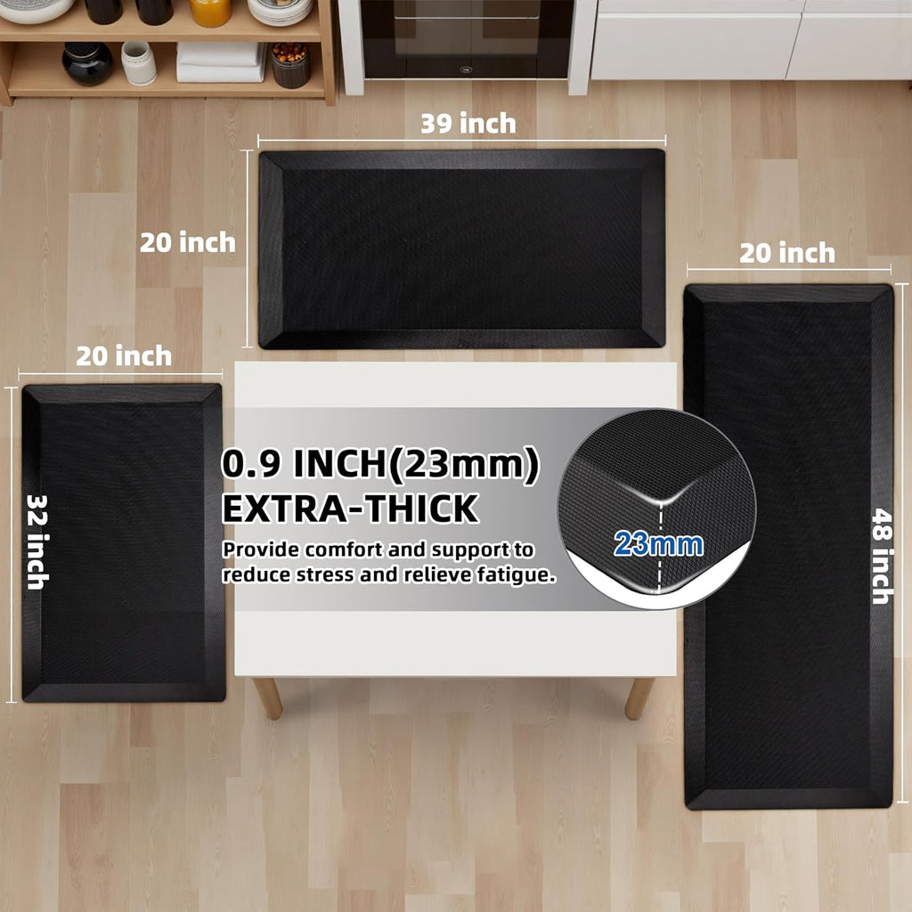 Extra Thick Anti Fatigue Mat Floor, 20x32, Black | 9/10 Inch Thick, Cushioned Standing Desk Mat, Memory Foam