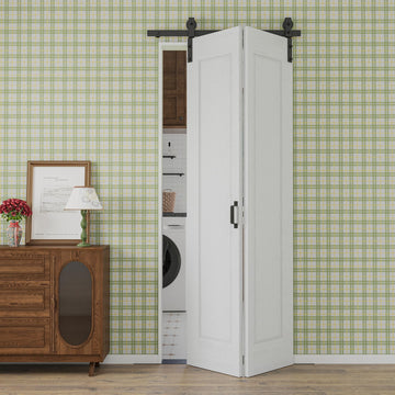 36" x 84" Hollow Core Bifold Barn Door with 40" Track Hardware Kit Included, Pre-Assembled 1 Panel Bi Fold Barn Door