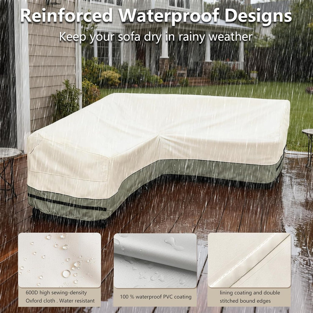 Outdoor Sectional Cover,V Shaped Patio Furniture Covers for 5-Seater Outdoor Sectional Furniture Couch 85"(85''L) x