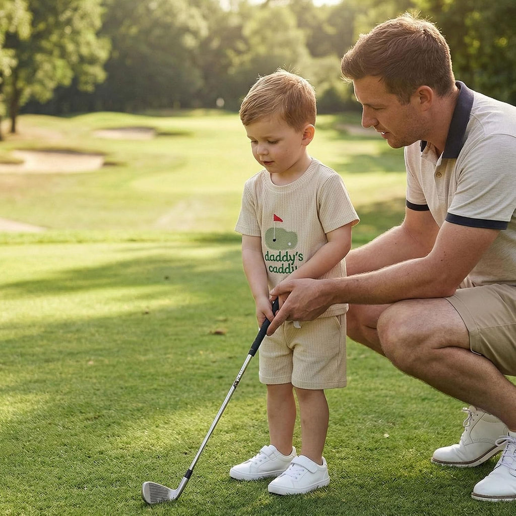Summer Baby Boy Clothes 6 12 18 Golf Embroidery Waffle Outfit Short Sleeve Tshirt Toddler Shorts Set