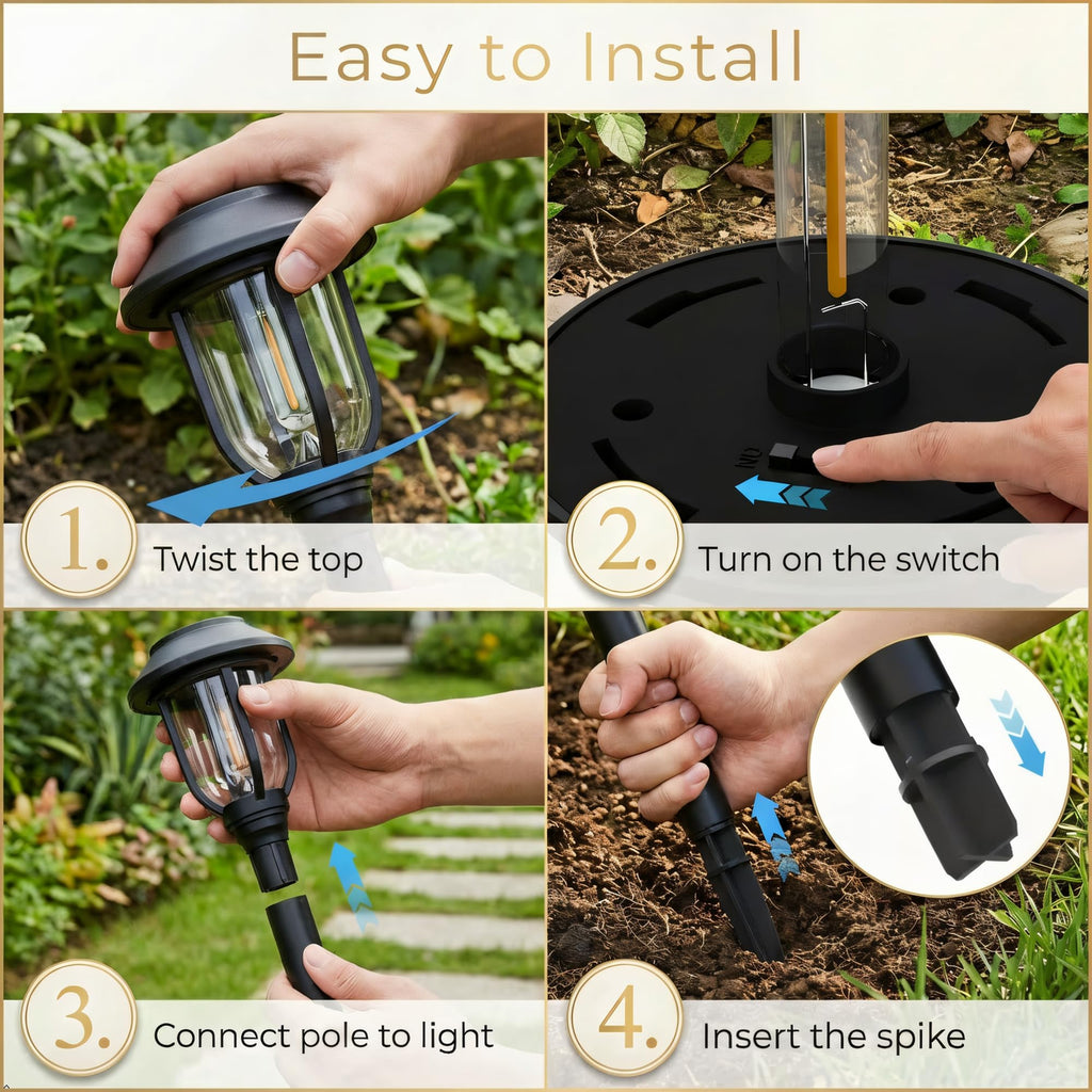 Solar Pathway Lights Outdoor 8 Pack, Warm White Solar Path Lights, Waterproof Energy Efficient Landscape Lights