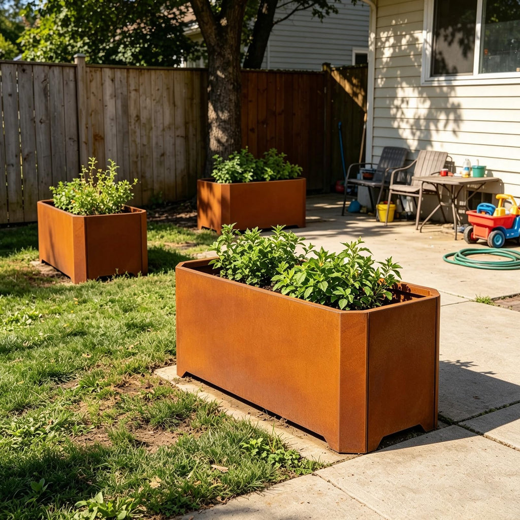 Corten Steel Planter Box 36"L x 15"W x 15"H Outdoor Rectangular Planters