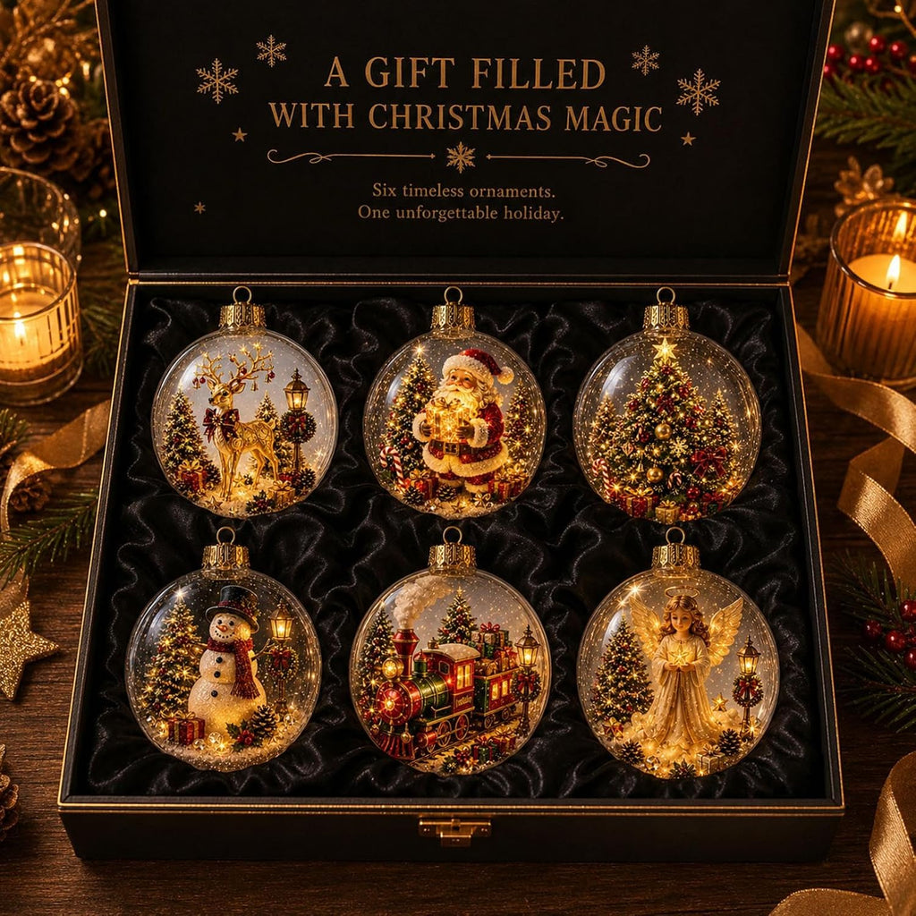 Glowing Christmas Story Ornament, Mini Holiday Scene 3.94In 6 Pack - Set of 6