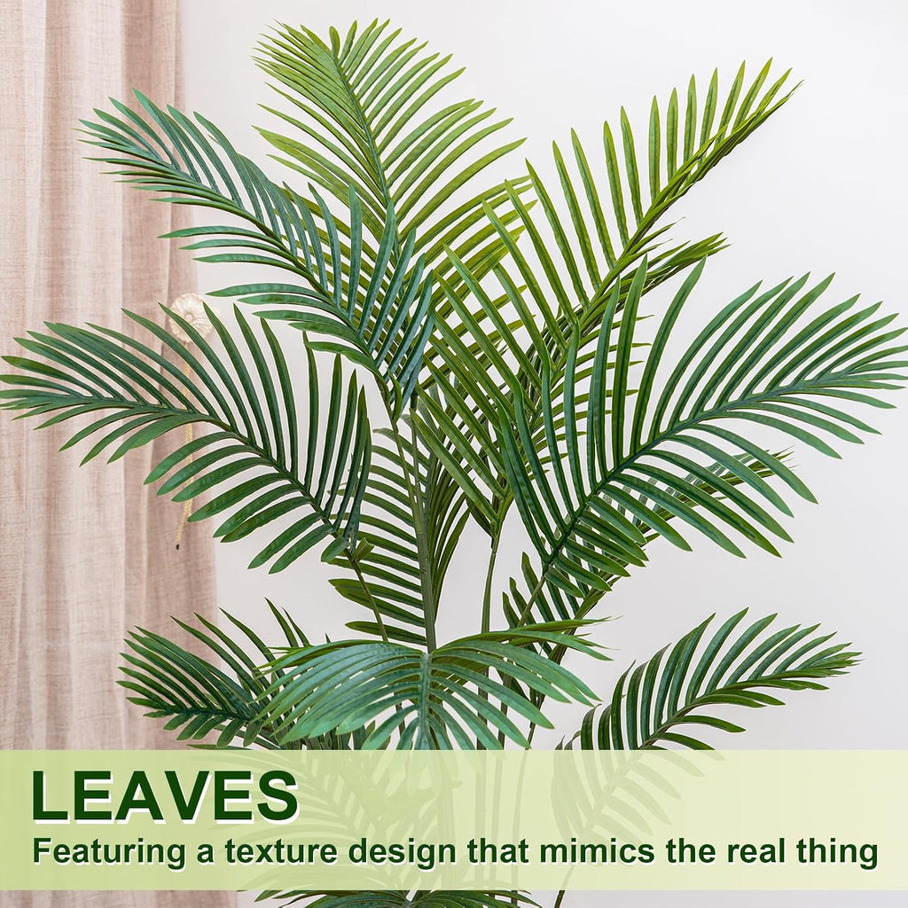 Palm Tree 6FT Artificial, 72in Tall Faux Palm Tree with 15.7 White Planter, Fake Potted Tree Home Office Decor