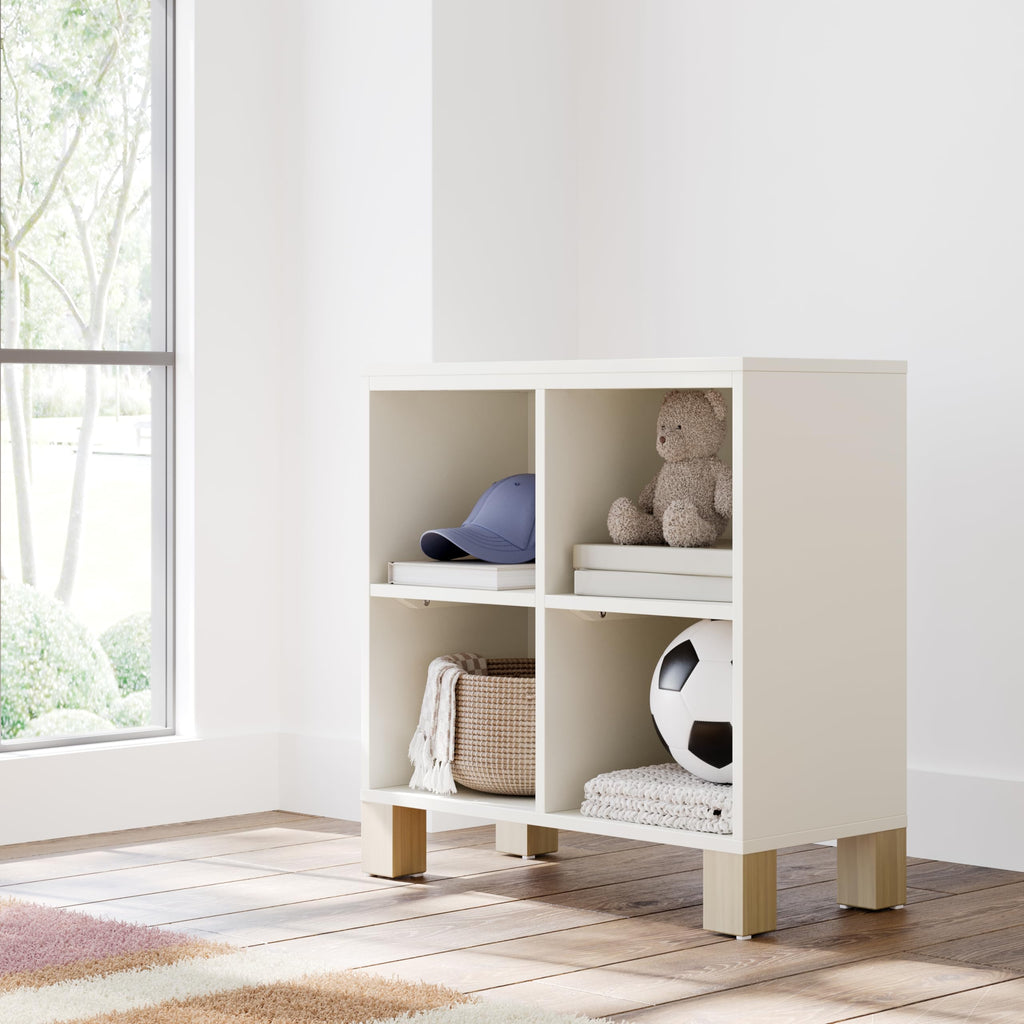 California Cube Organizer Bookcase, Frosted Oat with Driftwood