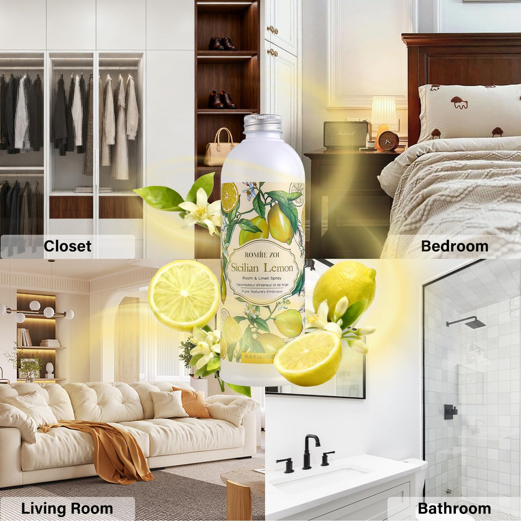 Lemon Room Spray Refill - 500ml / 16.8 Fl Oz - Invigorating and Zesty Scent for a Fresh, Energizing Home