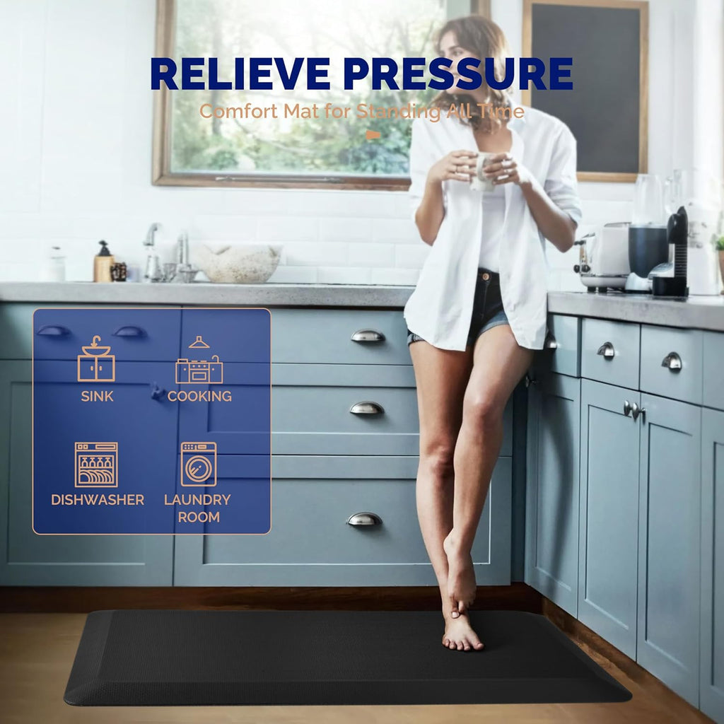 Anti Fatigue Mat for Standing, 9/10 Extra Thick Ergonomic Standing Desk Mat, Comfort Memory Foam Standing Mat at
