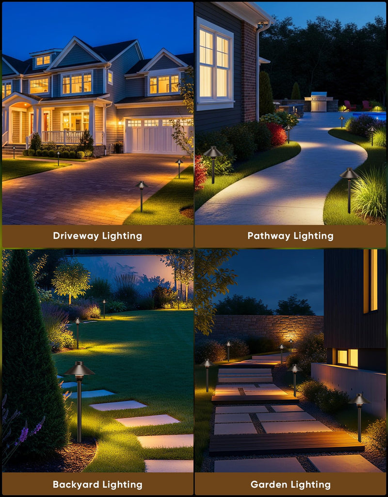 Low Voltage Landscape Lighting 6-Pack, Aluminum 12V Pathway Lights with G4 Bulbs, Waterproof Oil Rubbed Bronze Color