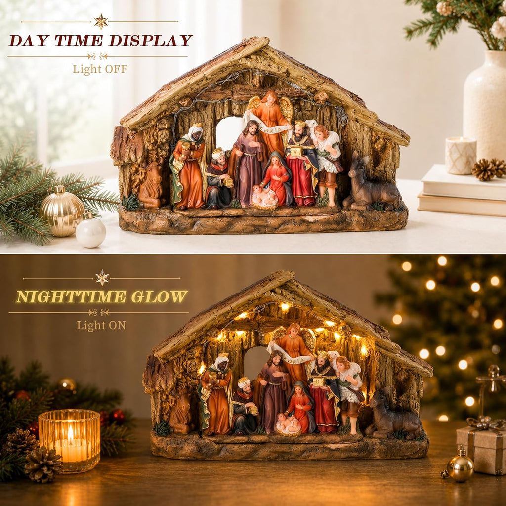 Nativity Scene Indoor, Nativity Set Holy Family Figurine for Christmas
