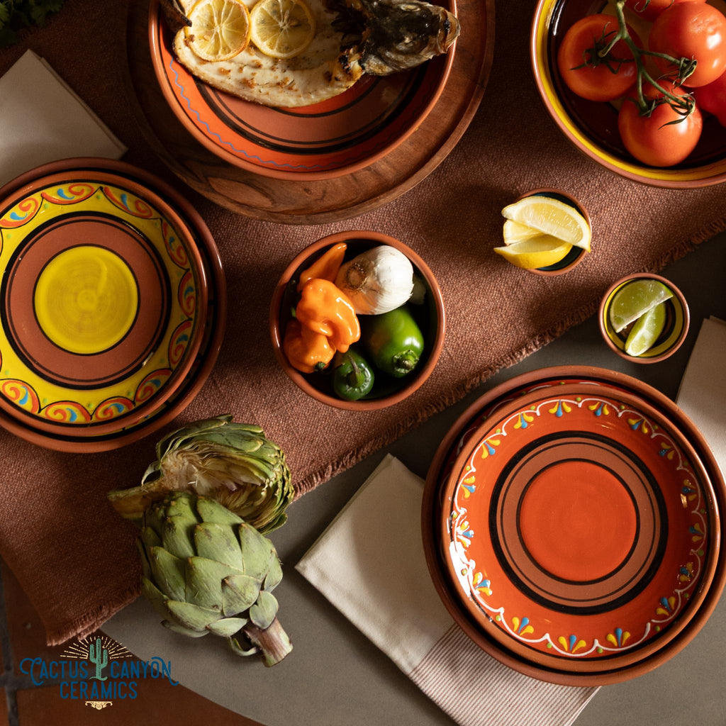 Spanish Terracotta 5-Piece Small Dinner Plate Set (European Size), Multicolor