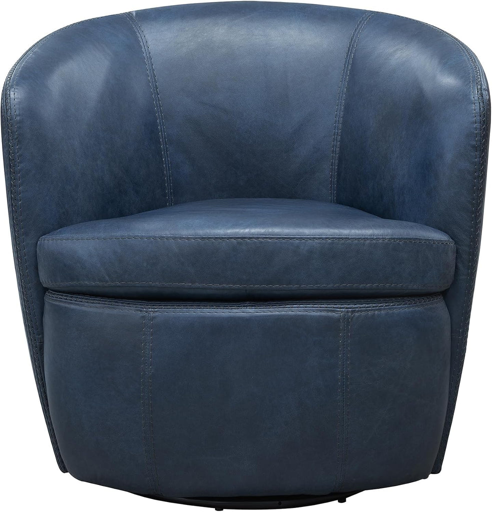 Barolo - Vintage Navy 100% Italian Leather Swivel Club Chair