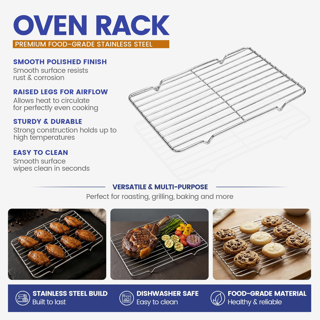13x9 Inch Enamel Roasting Pan with Stainless Steel Rack, Heavy-Duty Rectangular Baking Pan for Oven Roasting, Baking