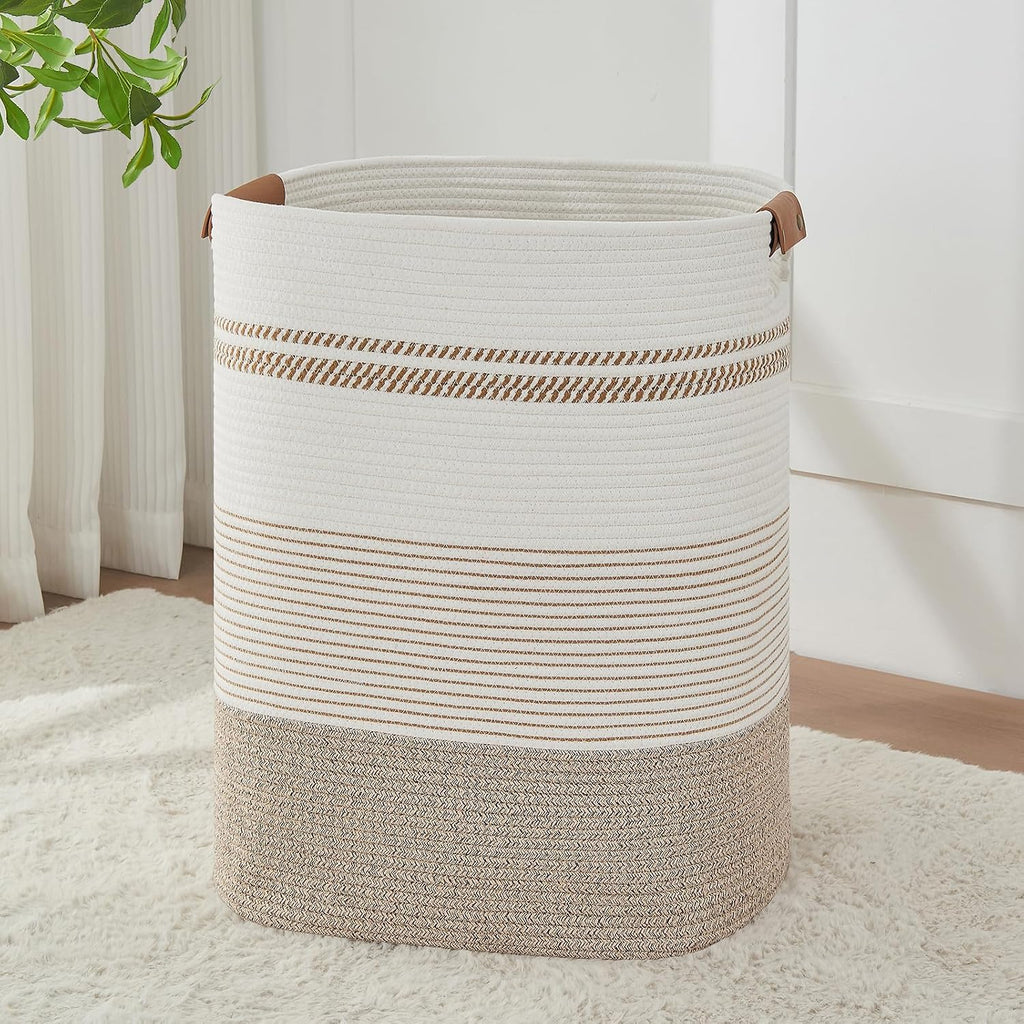 Laundry Basket with Handles - Blanket Basket & Hampers Aesthetic, Laundry Hamper & Blanket Storage , Clothes Hamper
